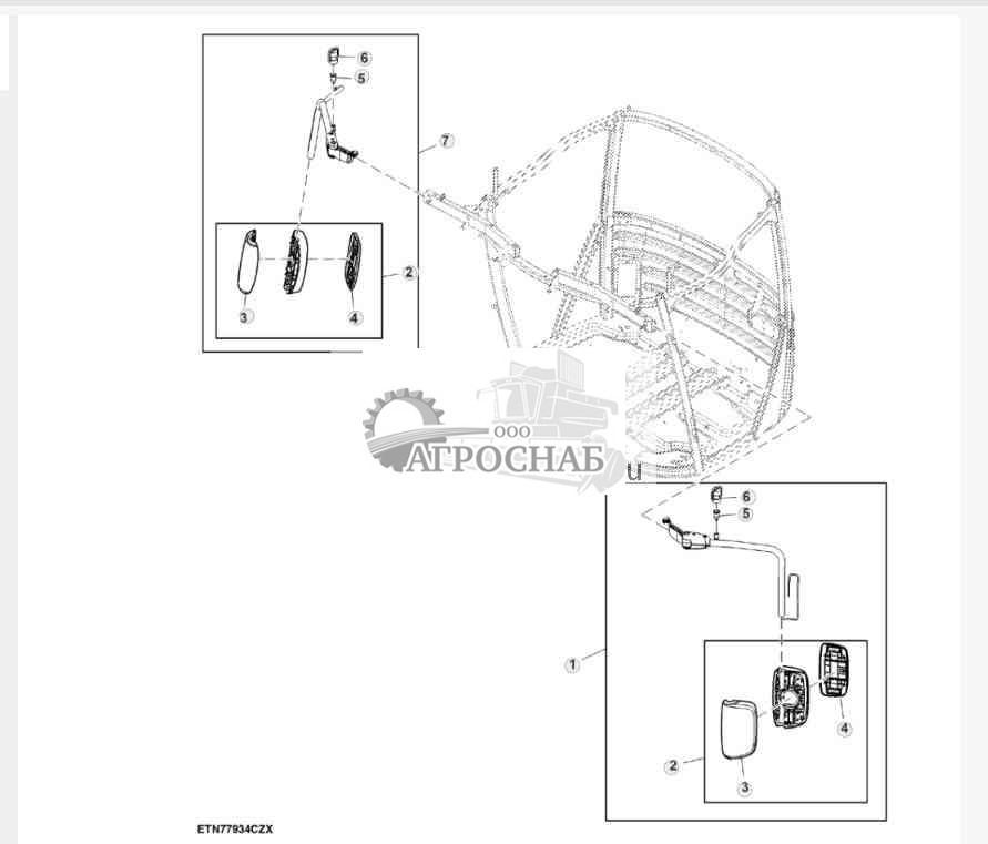 Наружное зеркало, головка с электрическим управлением без бордюрного зеркала 